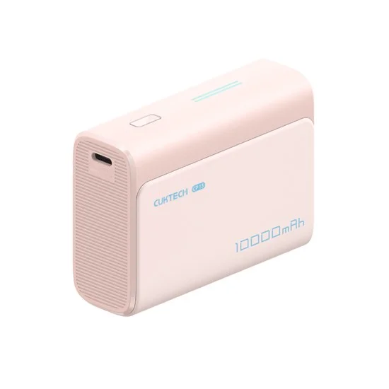 Външна батерия Power Bank PB100 (CUK0PB100DPK) - с Type-C кабел, USB-C, USB, 30W, 10000mAh, Светлинен индикатор, Мини размер - Cuktech - Розов