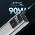 Външна батерия Power Bank PB100P (CKPB100PGLBK) - с Type-C кабел, Дисплей, USB-C, USB, 150W, 10000mAh, Бързо самозареждане - Cuktech - Сив