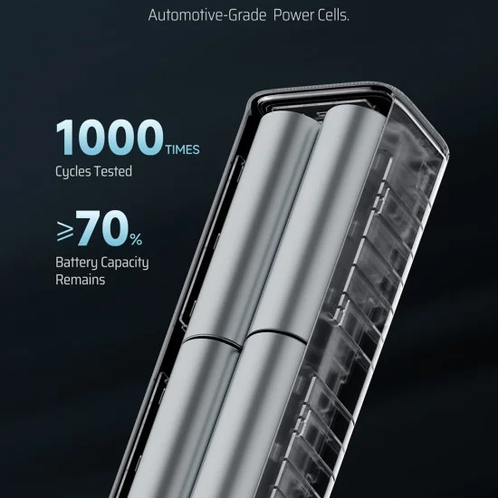 Външна батерия Power Bank PB100P (CKPB100PGLBK) - с Type-C кабел, Дисплей, USB-C, USB, 150W, 10000mAh, Бързо самозареждане - Cuktech - Сив