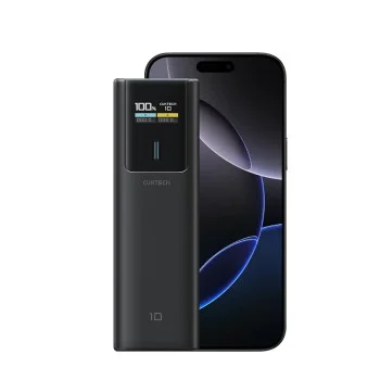 Външна батерия Power Bank PB100P (CKPB100PGLBL) - с Type-C кабел, Дисплей, USB-C, USB, 150W, 10000mAh, Бързо самозареждане - Cuktech - Черен
