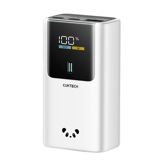 Външна батерия Power Bank PB1055 (CKPB1055GBTG) - с LED Дисплей, 2x USB-C, USB, 55W, 10000mAh, Двупосочно бързо зареждане - Cuktech - Сив