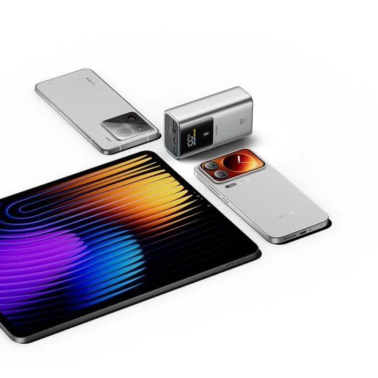 Външна батерия Power Bank PB1055 (CKPB1055GBTG) - с LED Дисплей, 2x USB-C, USB, 55W, 10000mAh, Двупосочно бързо зареждане - Cuktech - Сив