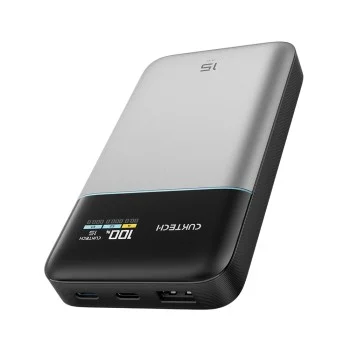Външна батерия Power Bank PB150S (CKFN150SGLGR) - с Type-C кабел, 2x USB-C, USB, 100W, 15000mAh, GaN, TFT Екран - Cuktech - Сив
