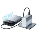 Външна батерия Power Bank PB150S (CKFN150SGLGR) - с Type-C кабел, 2x USB-C, USB, 100W, 15000mAh, GaN, TFT Екран - Cuktech - Сив