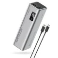 Външна батерия Power Bank PB200 (CUKP200XGLGR) - с Type-C кабел, 2x USB-C, USB, 100W, 20000mAh, Разработен ADC - Cuktech - Сив