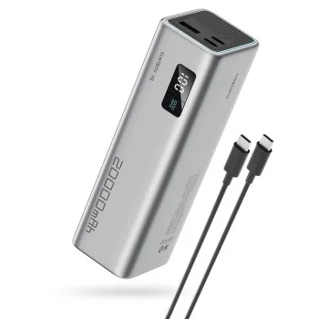 Външна батерия Power Bank PB200 (CUKP200XGLGR) - с Type-C кабел, 2x USB-C, USB, 100W, 20000mAh, Разработен ADC - Cuktech - Сив