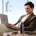 Външна батерия Power Bank PB200U (CKPB200UGLGR) - с USB-C кабел, 2x USB-C, USB, PD3.1, 210W, 20.000mAh, 1.3 TFT Екран - Cuktech - Сив