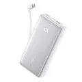 Външна батерия Power Bank Zolo (A110DH21) - с вграден USB-C кабел, USB, USB-C, 10000mAh, 22.5W, Дигитален дисплей, ActiveShield - Anker - Бял