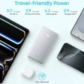 Външна батерия Power Bank Zolo (A110DH21) - с вграден USB-C кабел, USB, USB-C, 10000mAh, 22.5W, Дигитален дисплей, ActiveShield - Anker - Бял