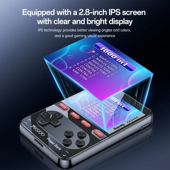 Външна батерия + ретро конзола Yesido (YP87) - Lightning, Type-C, LED дисплей, 10000mAh, 20W - Черна