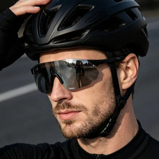 Велосипедни очила Techsuit Bike Glasses (8853) - за колоездене и спорт, TR90 рамка - Черен / Сив