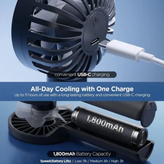 Вентилатор Spigen Premium Fan A905 - с 3 степени на скорост - Черен