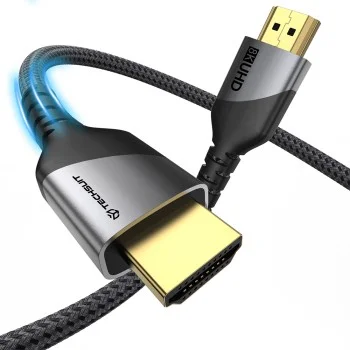 Видео кабел Techsuit Premium Video Cable NexusVision Pro (CX3) - HDMI към HDMI 2.1, UHD 8K@60Hz, 48Gbps, 2m - Сив