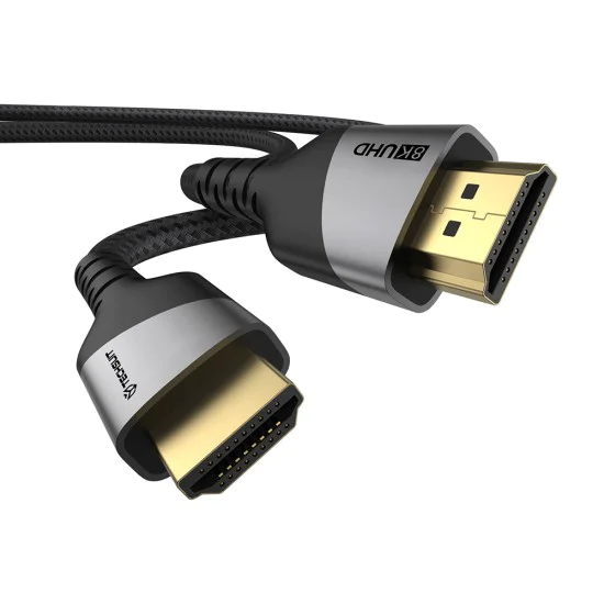 Видео кабел Techsuit Premium Video Cable NexusVision Pro (CX3) - HDMI към HDMI 2.1, UHD 8K@60Hz, 48Gbps, 2m - Сив