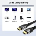 Видео кабел Techsuit Premium Video Cable NexusVision Pro (CX3) - HDMI към HDMI 2.1, UHD 8K@60Hz, 48Gbps, 2m - Сив