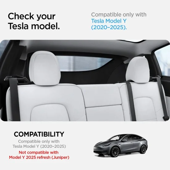 Водач за предпазен колан Spigen Backseat Seatbelt Guide (ACP06041) - за задна седалка на Tesla Model Y, извит дизайн, сигурен монтаж, премиум изработка - Черен
