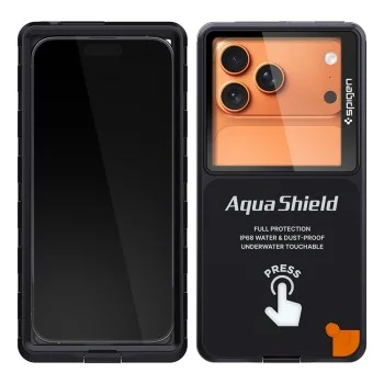 Водоустойчив калъф Spigen Aqua Shield Waterproof Case A604 (ACS11675) - пълна защита, подводна сензорна поддръжка, IP68 - Черен
