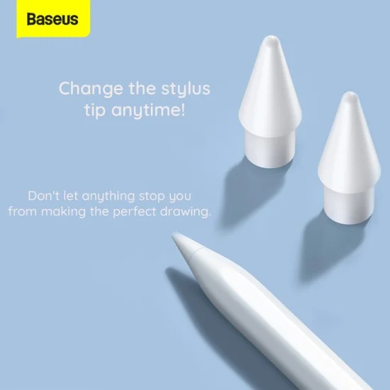 Връхчета за активен стилус (2 броя) Writing Capacitive Stylus Tips (SXBC010002) - Чувствителен сензорен контрол, Гладко рисуване, 12.5x4.9mm - Baseus - Бял