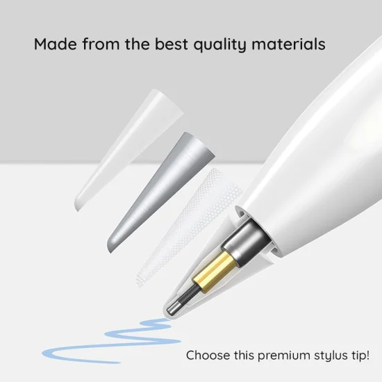 Връхчета за активен стилус (2 броя) Writing Capacitive Stylus Tips (SXBC010002) - Чувствителен сензорен контрол, Гладко рисуване, 12.5x4.9mm - Baseus - Бял