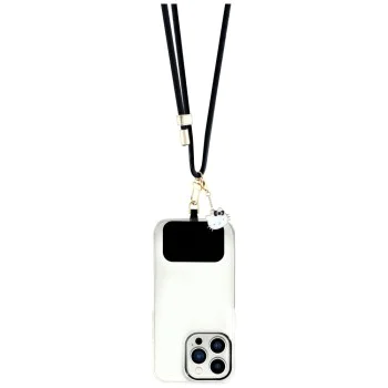 Връзка за врата / рамо Hello Kitty Crossbody Cord - с талисман Kitty Head, универсална, найлон, 150cm - Черна