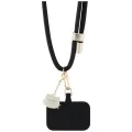 Връзка за врата / рамо Hello Kitty Crossbody Cord - с талисман Kitty Head, универсална, найлон, 150cm - Черна