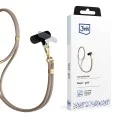 Връзка за телефон 3mk Crossbody Cord Easy Clip Elite (RWS2-70) - Luxury Design, Nylon, Durable, 0.8m, Universal - Gold Taupe