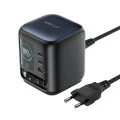 Зарядна станция Acefast (Z10) - 3x Type-C, USB, GaN PD100W, прибиращ се USB-C кабел, интелигентен TFT цветен дисплей - Черна