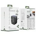 Зарядна станция Acefast (Z10) - 3x Type-C, USB, GaN PD100W, прибиращ се USB-C кабел, интелигентен TFT цветен дисплей - Черна