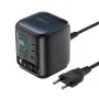 Зарядна станция Acefast (Z10) - 3x Type-C, USB, GaN PD100W, прибиращ се USB-C кабел, интелигентен TFT цветен дисплей - Черна