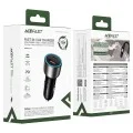 Зарядно за кола Acefast (B21) - USB, Type-C, 75W, PD3.0, LED фоново осветление, интелигентно разпределение на мощността, DC12-24V - Метално сиво