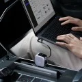 Зарядно за кола CC903P (CKCC903PGLBK) - USB, Type-C, Вграден прибиращ се кабел, LED Дисплей, 100W - Cuktech - Черен
