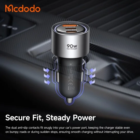 Зарядно за кола Mcdodo Gana Series (CC-3110) - 2x Type-C, USB, 90W, алуминиева сплав, 12-24V - Черно