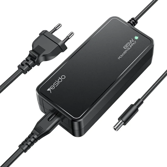 Зарядно за лаптоп Yesido Universal Laptop Adapter (CG11E) - Smart Chip, 65W, 5A, 1m - Черно