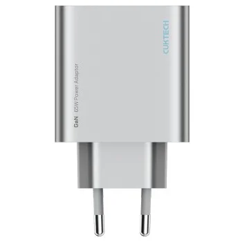 Зарядно за мрежа A15C-EU (CUK0A15CEUSL) - 2x USB-C, USB, Бързо зареждане, 65W, GaN Технология - Cuktech - Бял