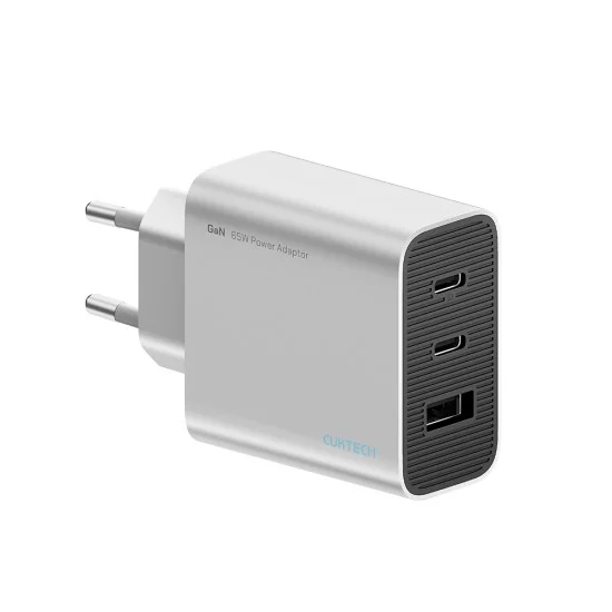 Зарядно за мрежа A15C-EU (CUK0A15CEUSL) - 2x USB-C, USB, Бързо зареждане, 65W, GaN Технология - Cuktech - Бял