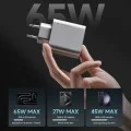 Зарядно за мрежа A15C-EU (CUK0A15CEUSL) - 2x USB-C, USB, Бързо зареждане, 65W, GaN Технология - Cuktech - Бял