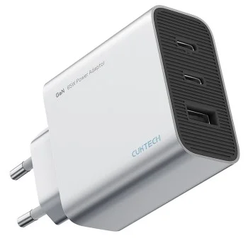 Зарядно за мрежа A15C-EU (CUK0A15CEUSL) - 2x USB-C, USB, Бързо зареждане, 65W, GaN Технология - Cuktech - Бял