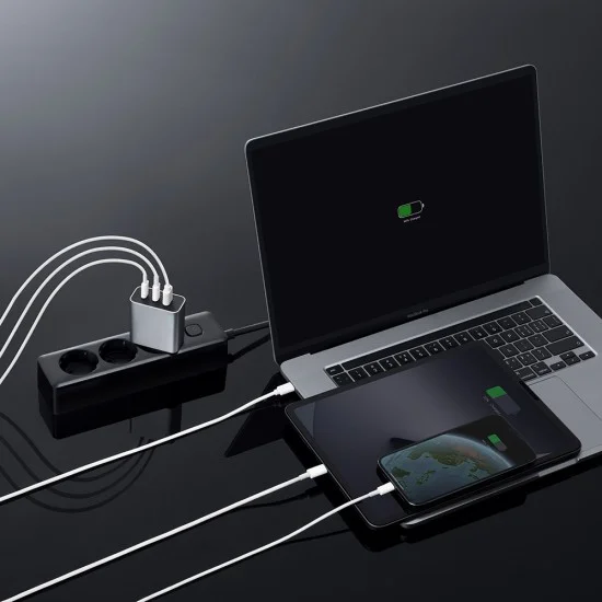 Зарядно за мрежа A15C-EU (CUK0A15CEUSL) - 2x USB-C, USB, Бързо зареждане, 65W, GaN Технология - Cuktech - Бял
