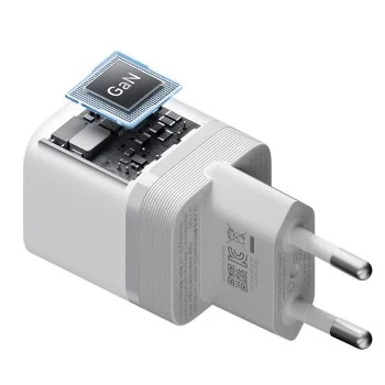 Зарядно за мрежа AC301 (CKAC301SEUWH) - Type-C, с включен USB-C кабел, GaN Технология, 40W - Cuktech - Бял