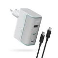 Зарядно за мрежа AD1003EU (CKAD1003EUGW) - с включен Type-C кабел, 2x USB-C, USB, 100W, GaN Технология - Cuktech - Бял