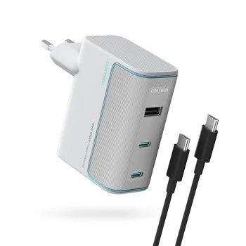 Зарядно за мрежа AD1003EU (CKAD1003EUGW) - с включен Type-C кабел, 2x USB-C, USB, 100W, GaN Технология - Cuktech - Бял