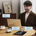 Зарядно за мрежа AD1003EU (CKAD1003EUGW) - с включен Type-C кабел, 2x USB-C, USB, 100W, GaN Технология - Cuktech - Бял