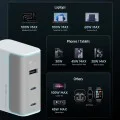 Зарядно за мрежа AD1003EU (CKAD1003EUGW) - с включен Type-C кабел, 2x USB-C, USB, 100W, GaN Технология - Cuktech - Бял