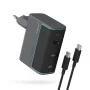 Зарядно за мрежа AD1003EU (CUKAD1003EUG) - с включен Type-C кабел, 2x USB-C, USB, 100W, GaN Технология - Cuktech - Сив