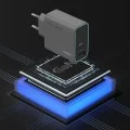 Зарядно за мрежа AD653C EU (CUKAD653EUGR) - 2x USB-C, 1x USB-A, Бързо зареждане, 65W, GaN Технология - Cuktech - Сив