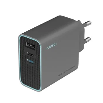 Зарядно за мрежа AD653C EU (CUKAD653EUGR) - 2x USB-C, 1x USB-A, Бързо зареждане, 65W, GaN Технология - Cuktech - Сив