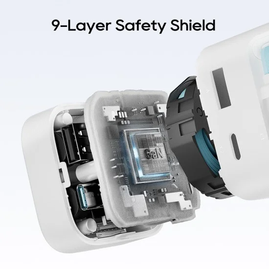 Зарядно за мрежа AD653W (CUKA653WEUWT) - с прибиращ се USB-C кабел, USB-C, USB, 67W, GaN Технология, 0.7m - Cuktech - Бял