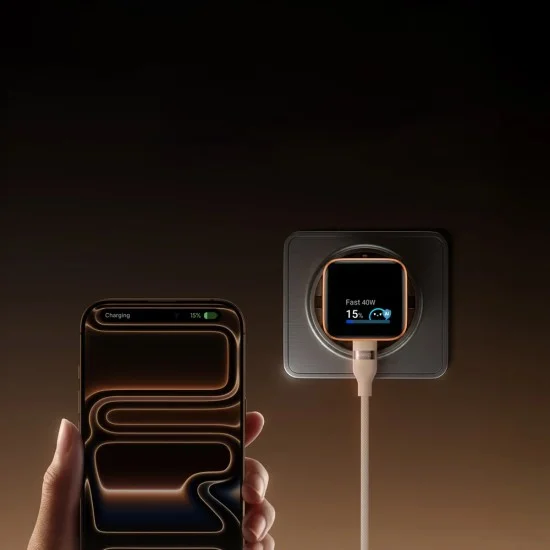 Зарядно за мрежа Wall Charger Nano (A121DGO1) - Type-C, GaN, Бързо зареждане, със Смарт дисплей, Care Mode, 45W, EU - Anker - Оранжев