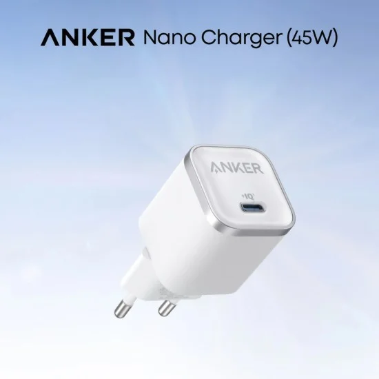 Зарядно за мрежа Wall Charger Nano (A2692L21) - GaN, Бързо зареждане, Type-C, 45W, EU - Anker - Бял