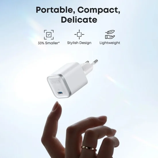 Зарядно за мрежа Wall Charger Nano (A2692L21) - GaN, Бързо зареждане, Type-C, 45W, EU - Anker - Бял